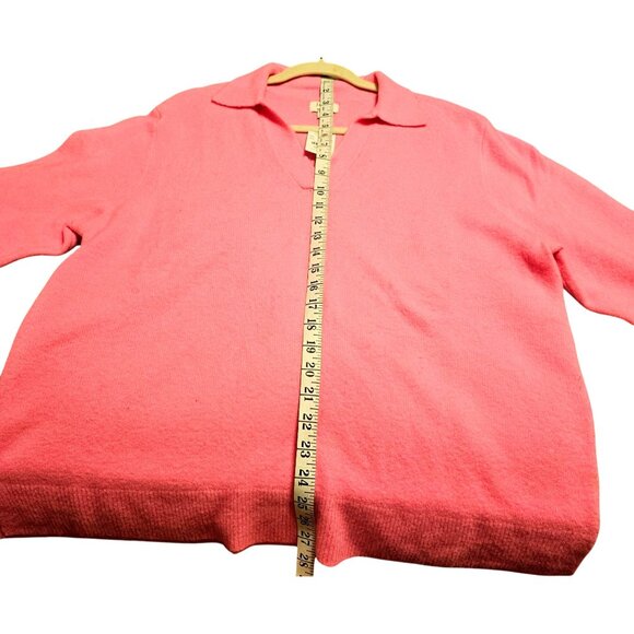 J.Crew Pink V-Neck Sweater L Extra-Soft Wool Blend Long Sleeve - Picture 6 of 11